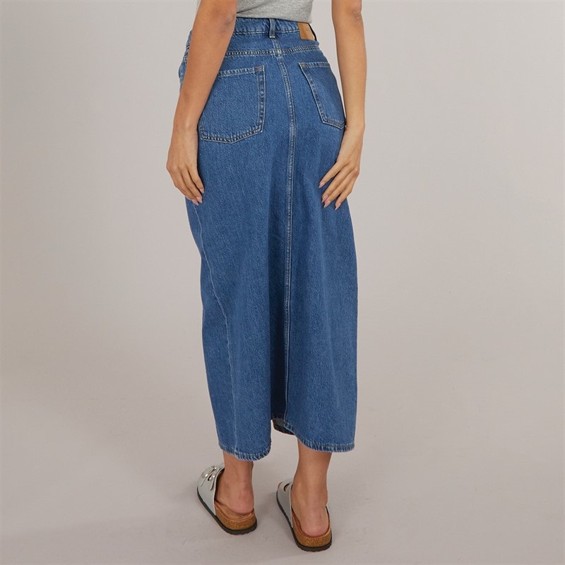 Womens Aura Long Denim Skirt Medium Blue Denim - Image 2