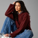 Womens Sigga Crew Neck Knit Jumper Cabernet