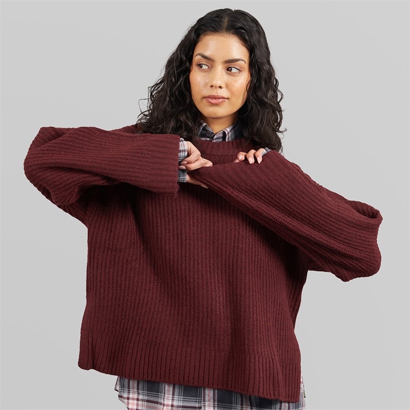 Womens Sigga Crew Neck Knit Jumper Cabernet - Image 3