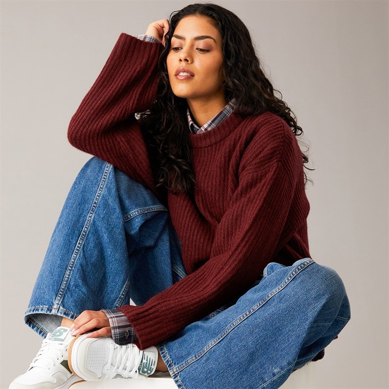 Womens Sigga Crew Neck Knit Jumper Cabernet - Image 4