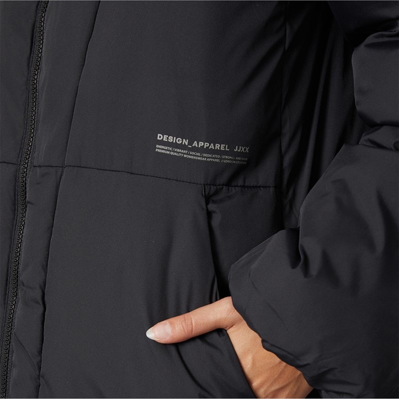 Womens Lolly Long Puffer Coat Black - Image 5