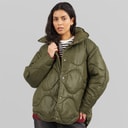 Womens Stella Shiny Quilted Coat Grape Leaf