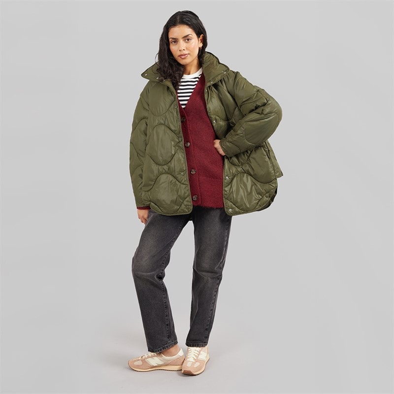 Womens Stella Shiny Quilted Coat Grape Leaf - Image 4