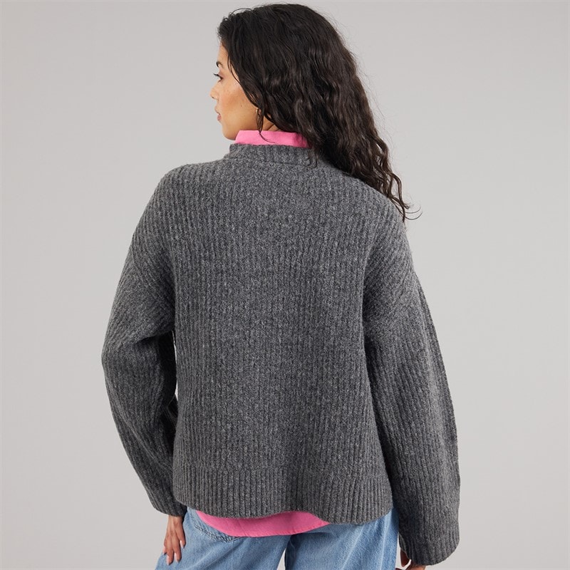 Womens Sigga Crew Neck Knit Jumper Dark Grey Melange - Image 2
