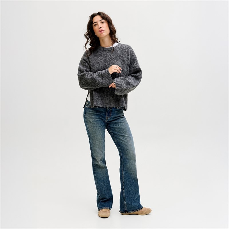 Womens Sigga Crew Neck Knit Jumper Dark Grey Melange - Image 3