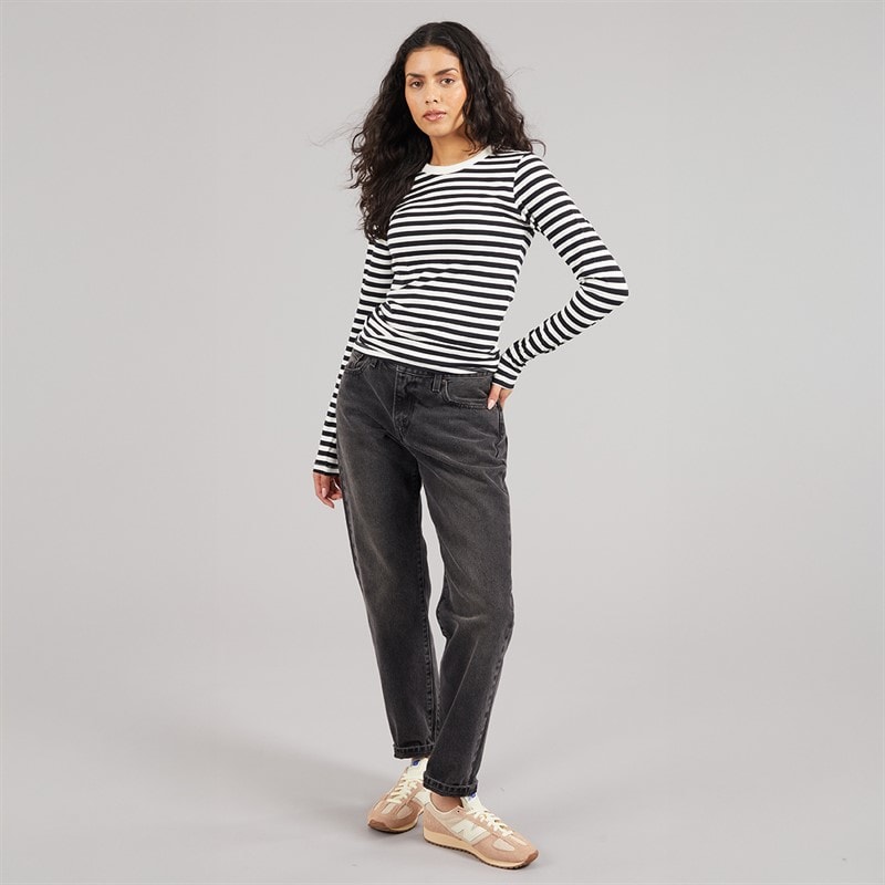 Womens Celine Gigi Long Sleeve T-Shirt Blackstripes Vanilla Ice - Image 4