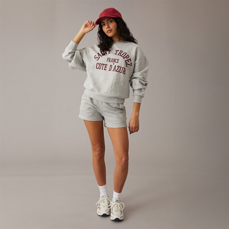 Womens Merle Crew Sweatshirt Light Grey Melange Print Saint Tropez - Image 4