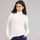 Womens Nova Long Sleeve High Neck T-Shirt Vanilla Ice