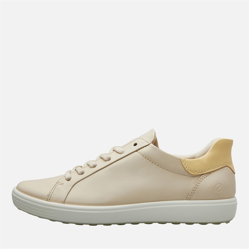 ECCO Womens Soft 7 Easy Slip Lace Trainers Beige/Limestone