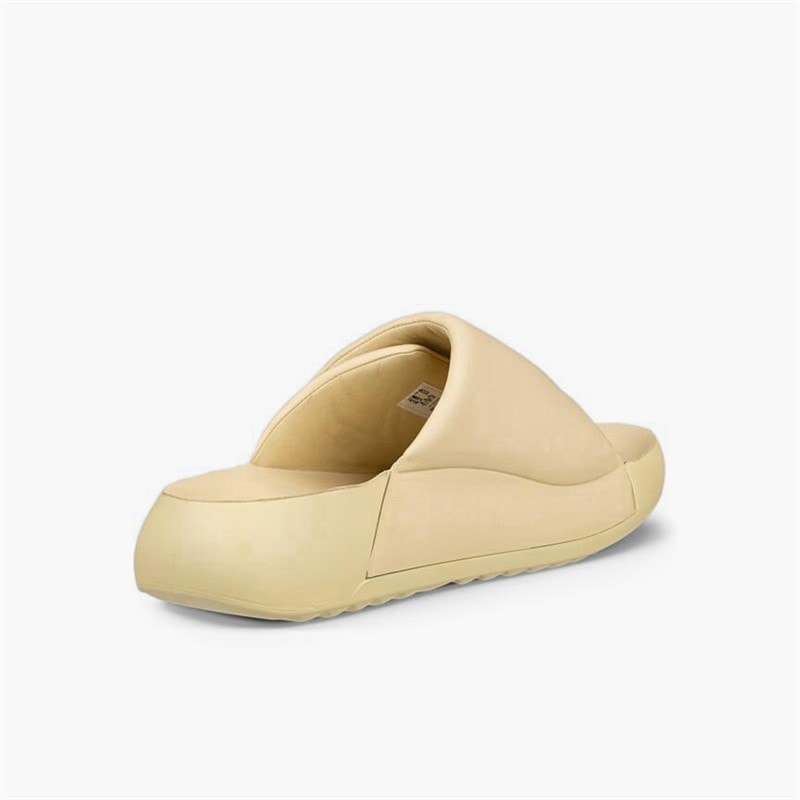 Womens Cozmo Leather Strap Sliders Straw - Image 3