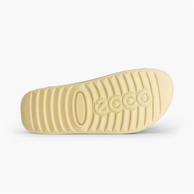 Womens Cozmo Leather Strap Sliders Straw - Image 5