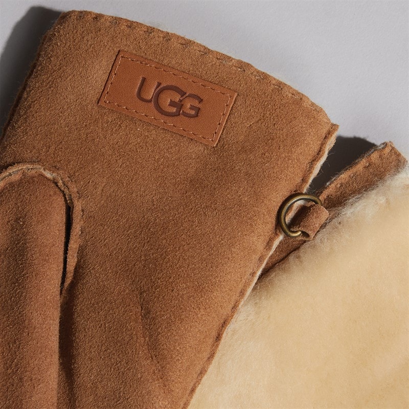 Womens Sheepskin Mittens Chestnut - Image 4