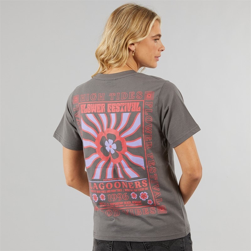 Womens Birds T-Shirt Charcoal - Image 3