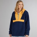 Womens Myla Zip Neck Hooded Fleece Navy/Orange