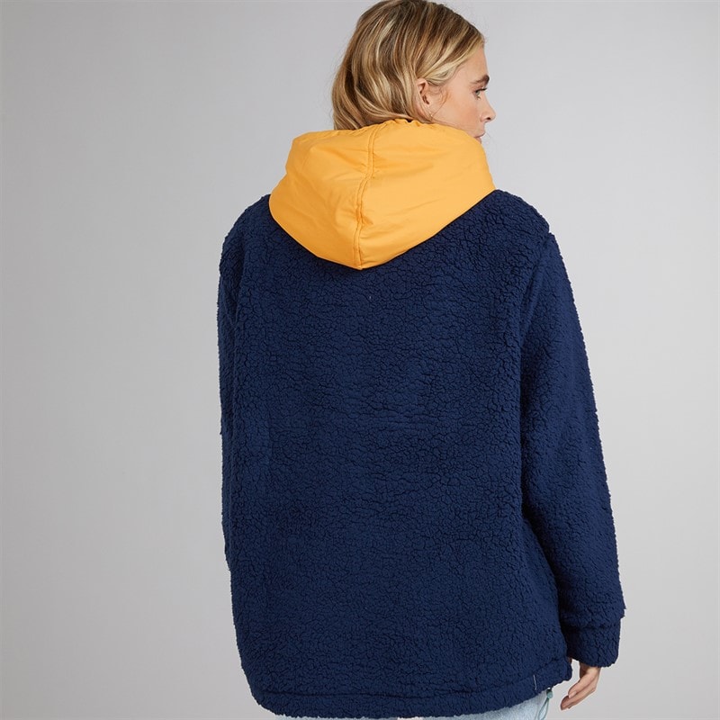 Womens Myla Zip Neck Hooded Fleece Navy/Orange - Image 2