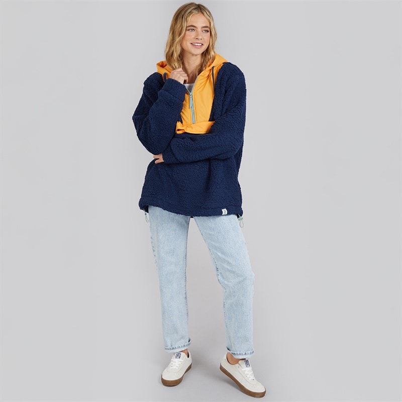 Womens Myla Zip Neck Hooded Fleece Navy/Orange - Image 4
