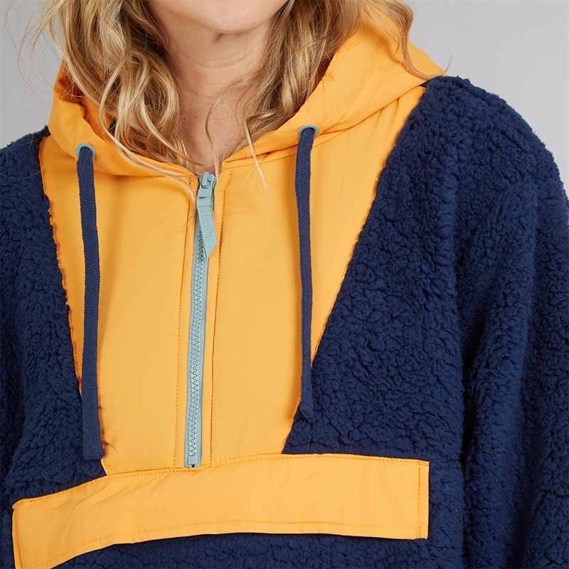 Womens Myla Zip Neck Hooded Fleece Navy/Orange - Image 5
