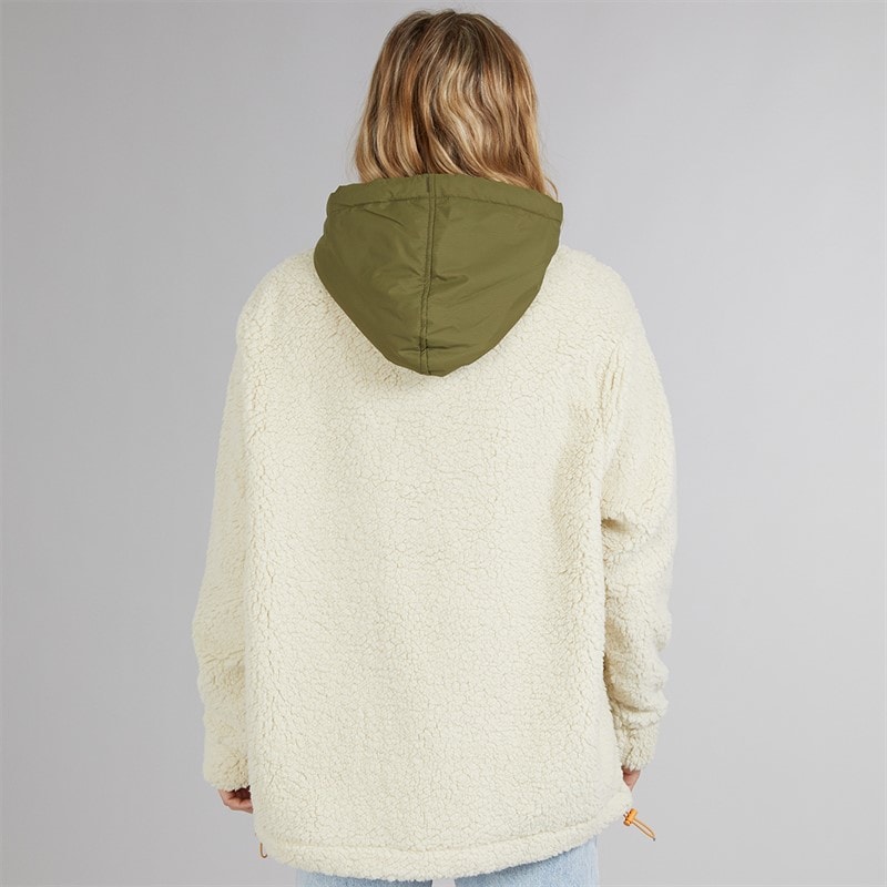 Womens Myla Zip Neck Hooded Fleece Stone - Image 2