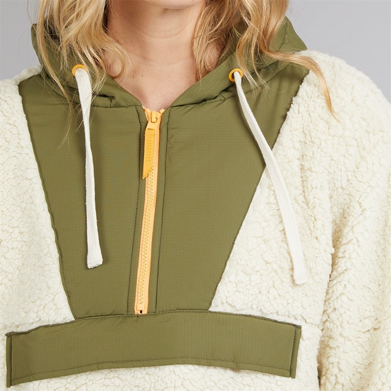 Womens Myla Zip Neck Hooded Fleece Stone - Image 5