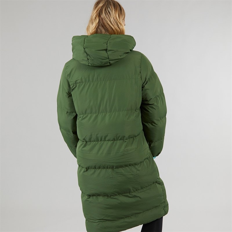 Womens Excursion Longline Puffer Coat Forest Green - Image 2