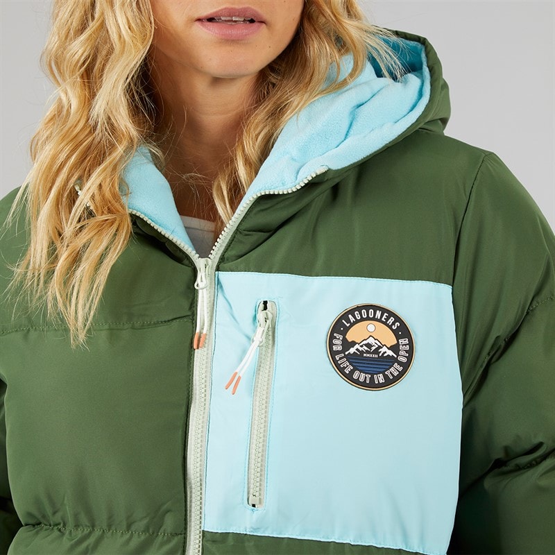 Womens Excursion Longline Puffer Coat Forest Green - Image 3