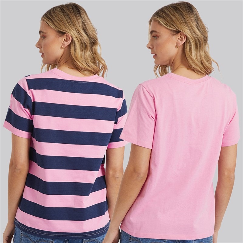 Womens Oxbow Two Pack T-Shirts Pink/Navy - Image 2