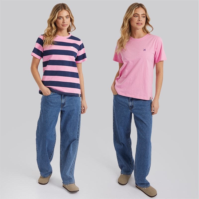 Womens Oxbow Two Pack T-Shirts Pink/Navy - Image 3