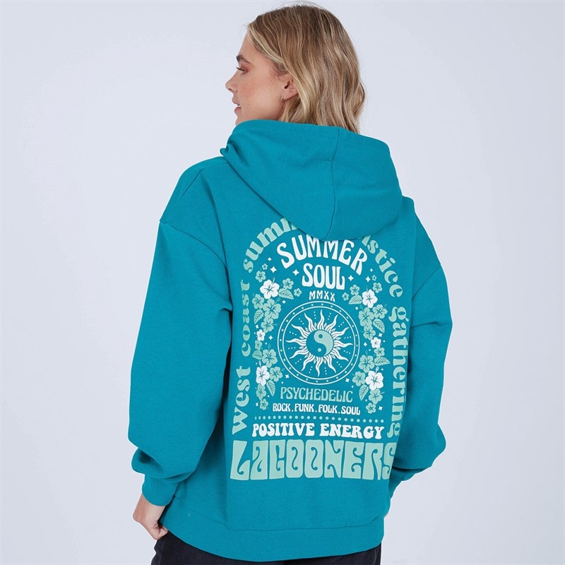 Womens Mindful Hoodie Teal Green - Image 3
