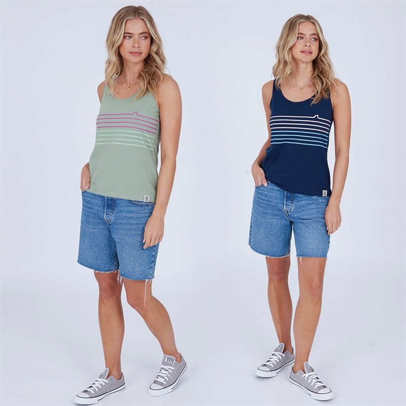 Womens Raina Two Pack Vests Navy/Green Bay - Image 3
