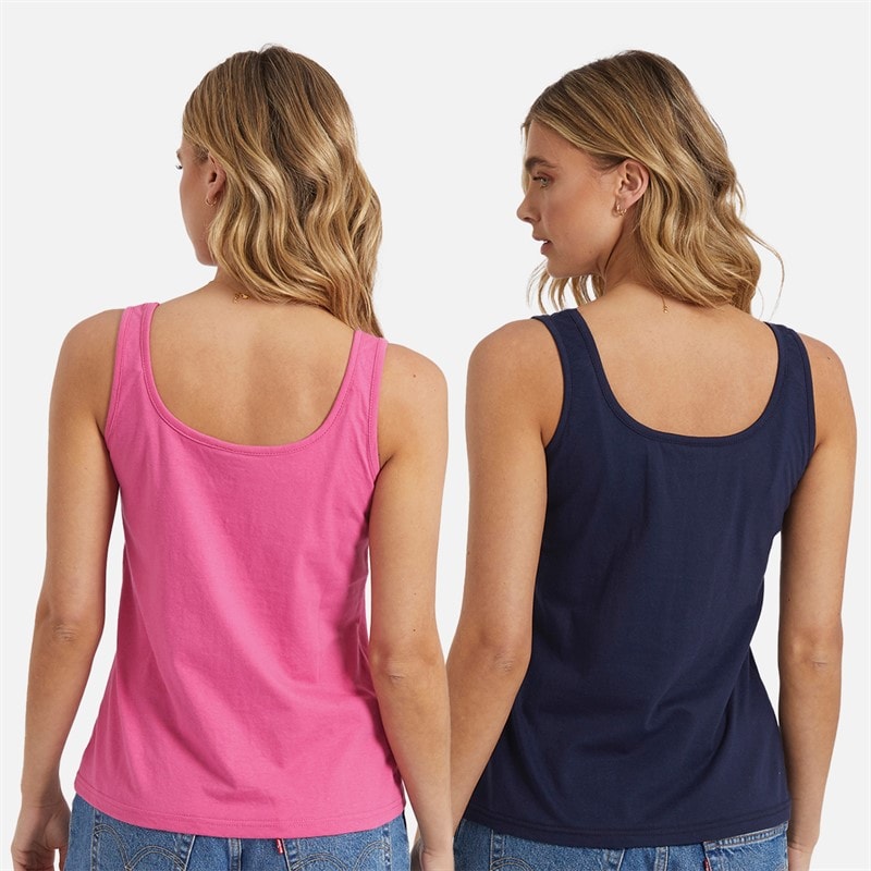 Womens Jenny Two Pack Vests Navy/Pink - Image 2