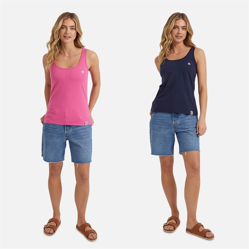 Womens Jenny Two Pack Vests Navy/Pink - Image 3