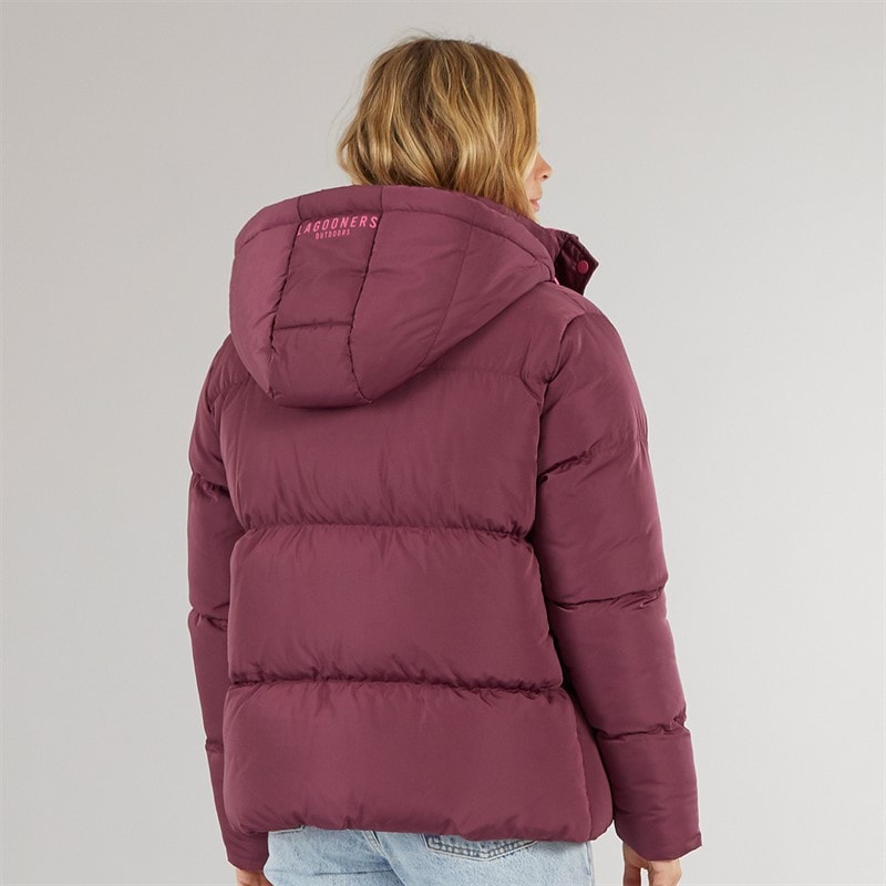 Womens St Austell Short Puffer Jacket Burgundy - Image 2