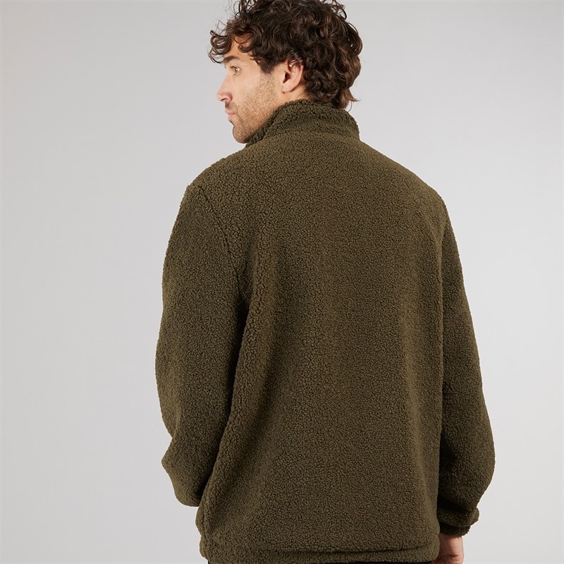Mens Rafferty Borg Zip Through Forest Black - Image 2