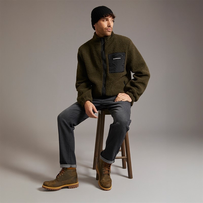 Mens Rafferty Borg Zip Through Forest Black - Image 4