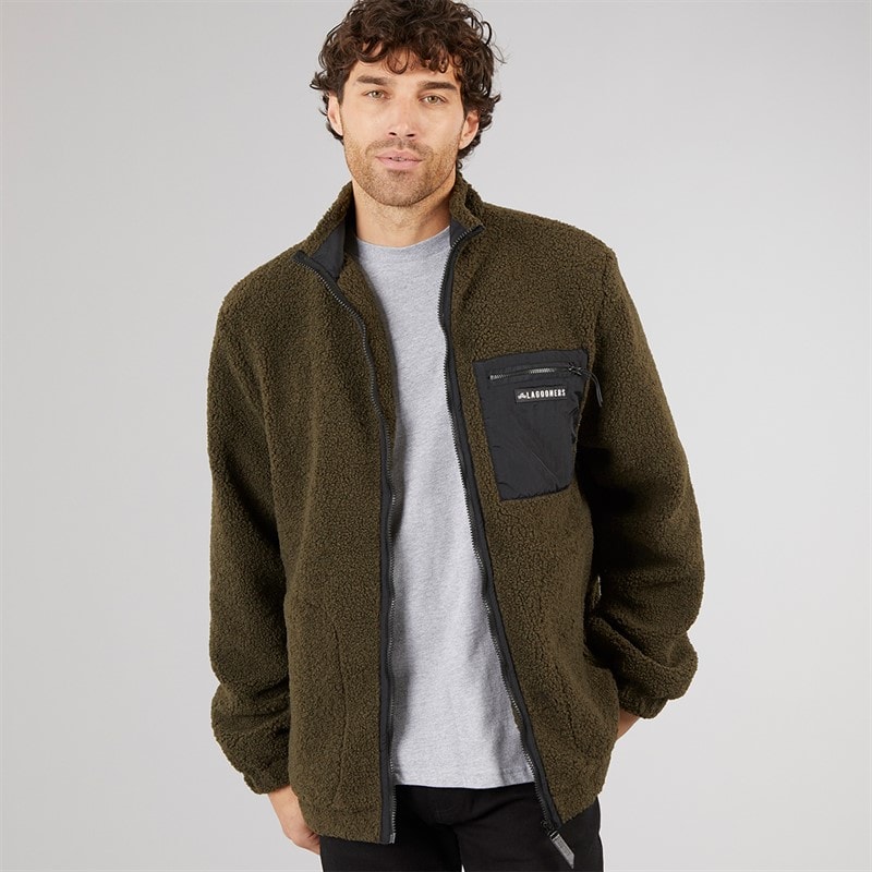 Mens Rafferty Borg Zip Through Forest Black - Image 5