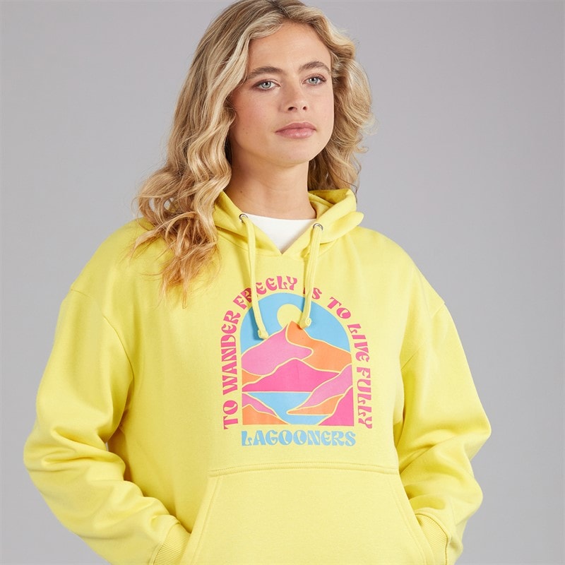 Womens Nightingale Nest Graphic Hoodie Yellow - Image 3