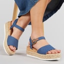 Womens Olivia Ankle Strap Sandals Blue Denim