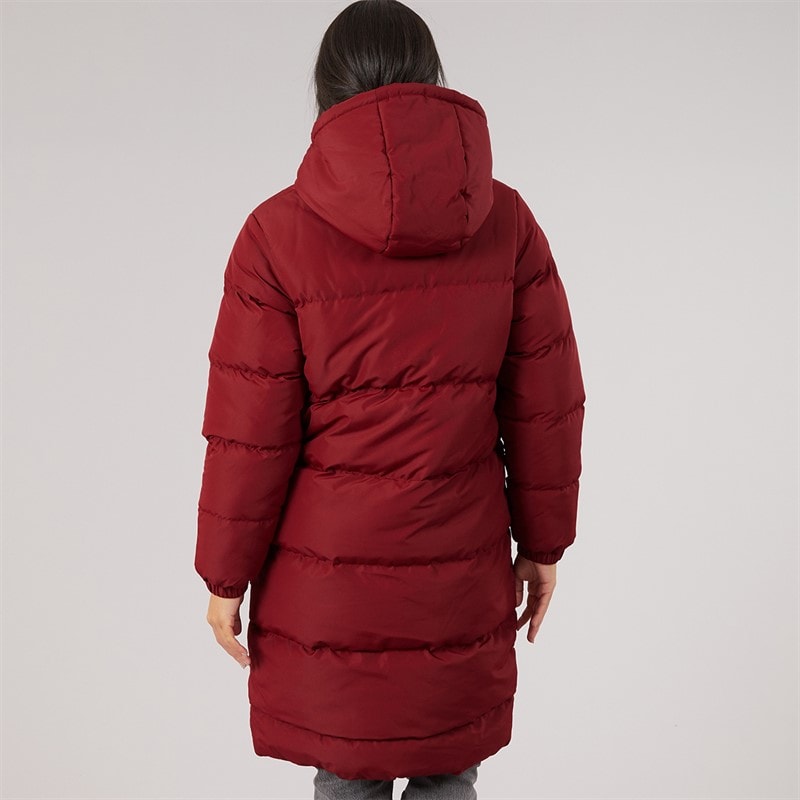 Womens Excursion Long Line Puffer Coat Burgundy - Image 2