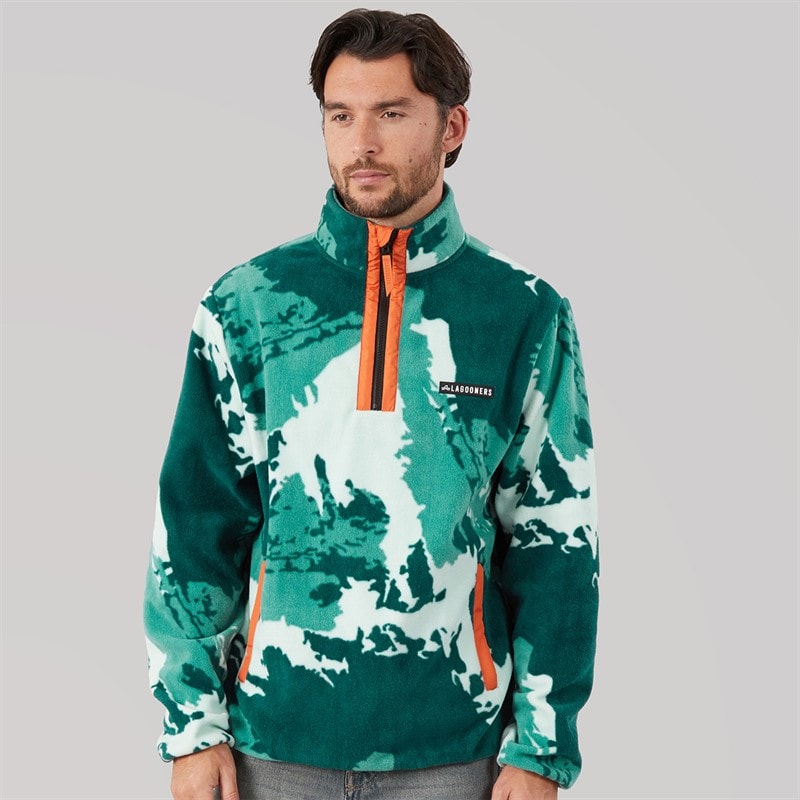 Mens Mossridge Camo Print Microfleece Green - Image 3
