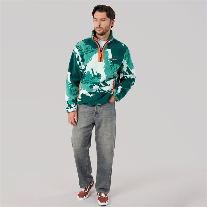Mens Mossridge Camo Print Microfleece Green - Image 4