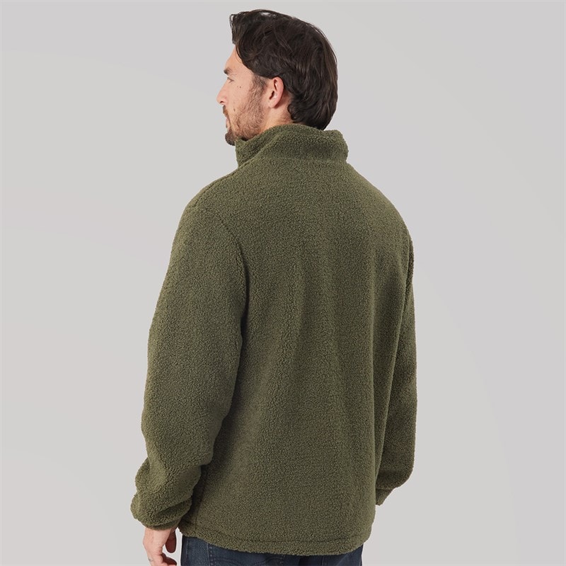 Mens Rafferty Borg Zip Through Jacket Khaki/Orange - Image 2