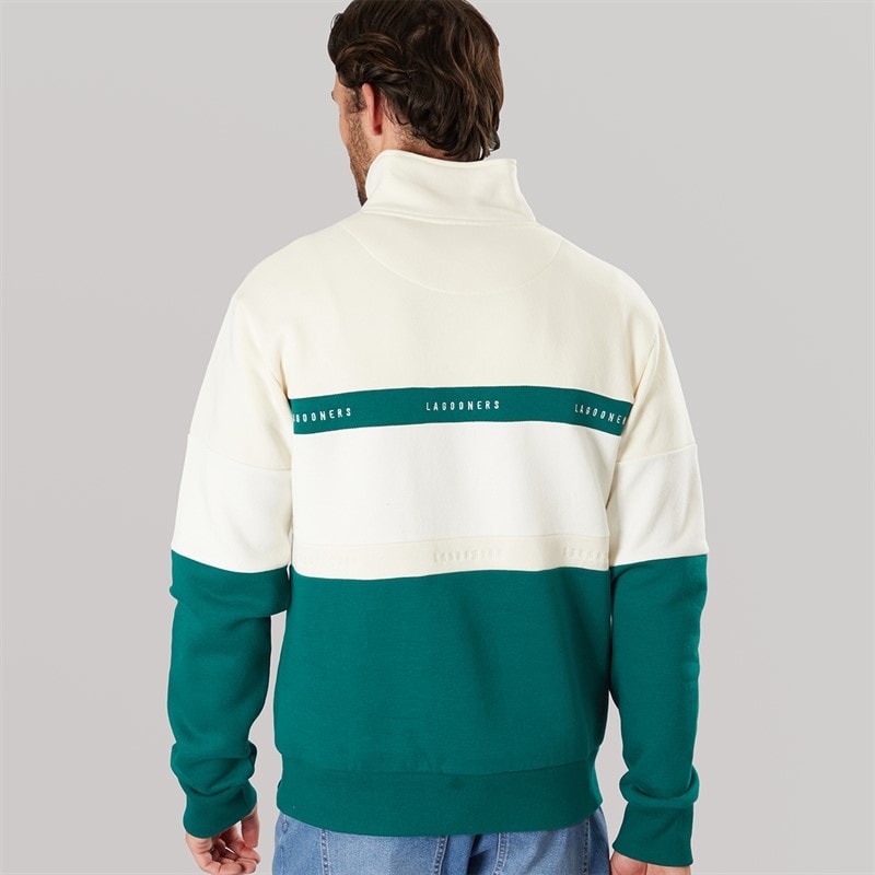 Mens Exmouth Funnel Neck Sweat Ecru/Green - Image 3