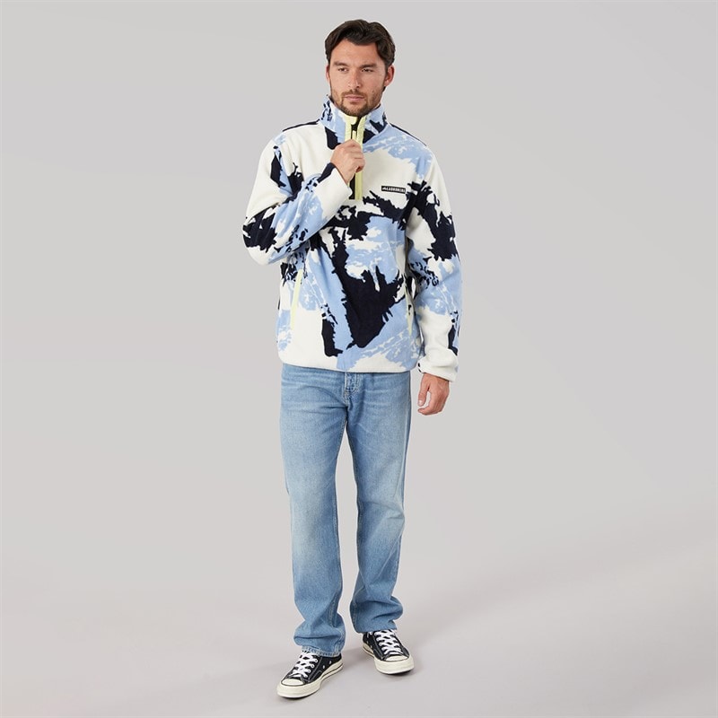 Mens Mossridge Camo Print Microfleece Blue - Image 3