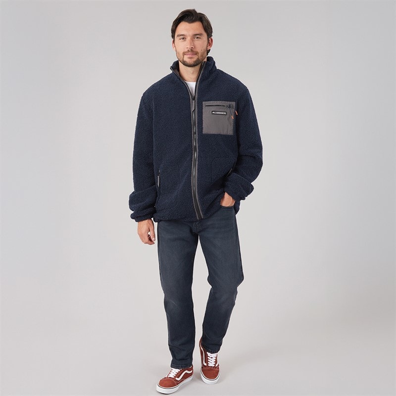 Mens Rafferty Borg Zip Through Jacket Navy/Charcoal - Image 3