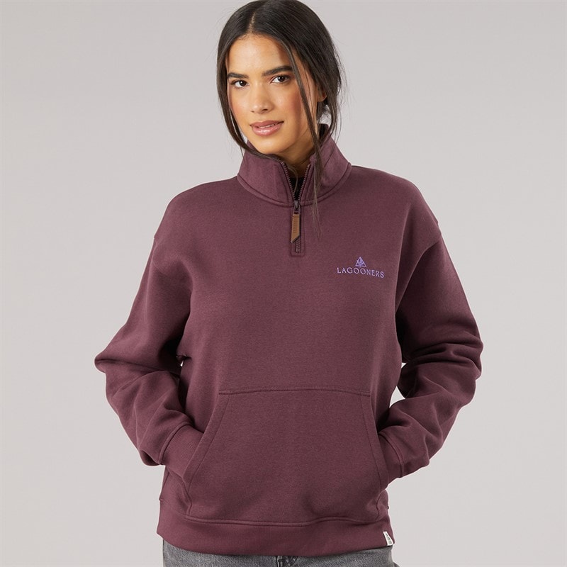 Womens Hallowmere 1/4 Zip Sweatshirt Brown - Image 2