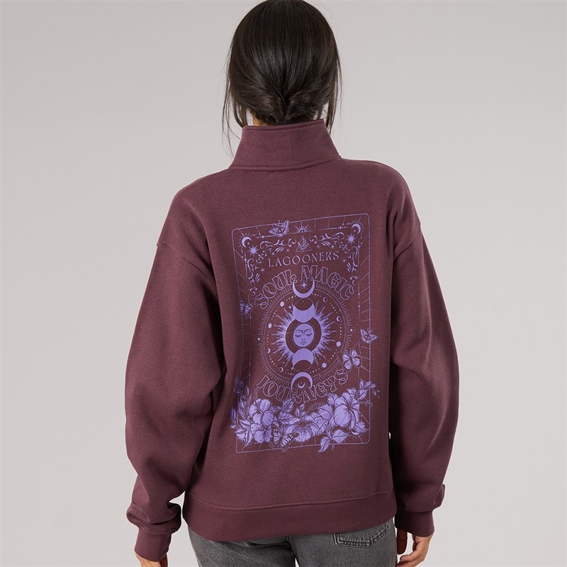 Womens Hallowmere 1/4 Zip Sweatshirt Brown - Image 3