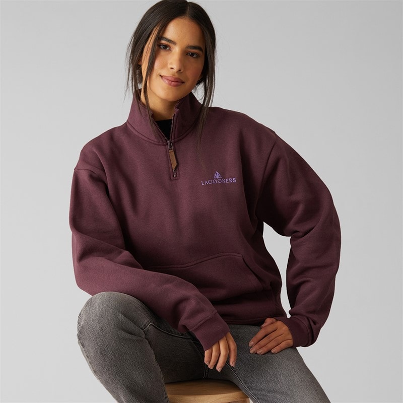 Womens Hallowmere 1/4 Zip Sweatshirt Brown - Image 4