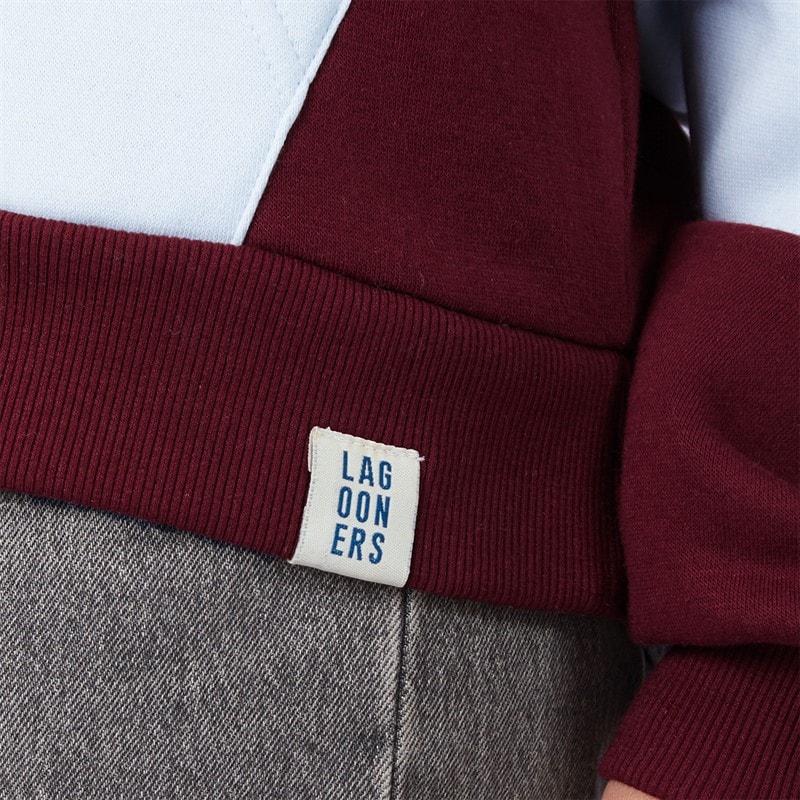 Womens Birchden 1/4 Zip Sweatshirt Ice Blue/Burgundy - Image 5