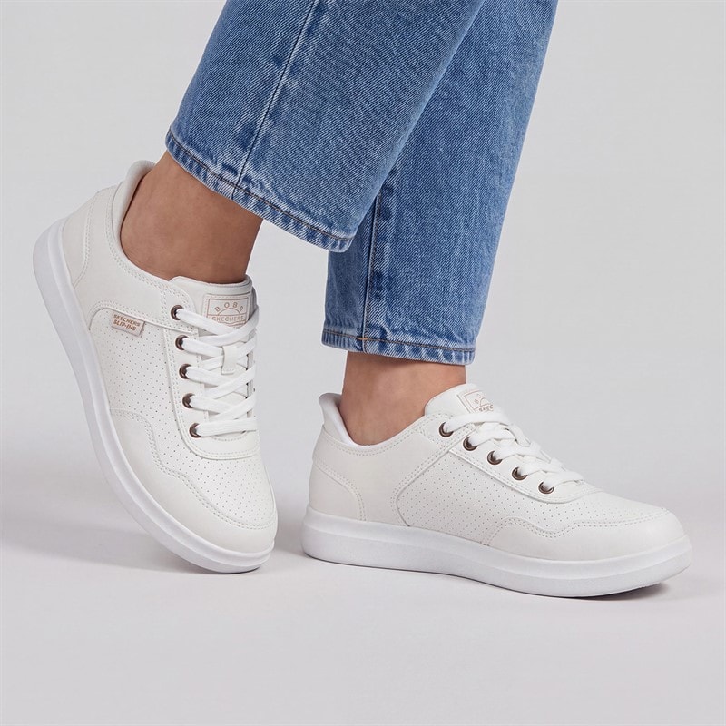SKECHERS Womens Slip-Ins Bobs D'Vine So Flatte Trainers White/White