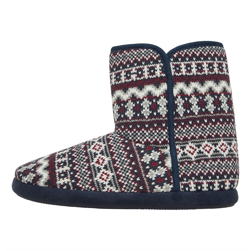 Mens Fairisle Sherpa Lined Bootee Slippers Multi - Image 2